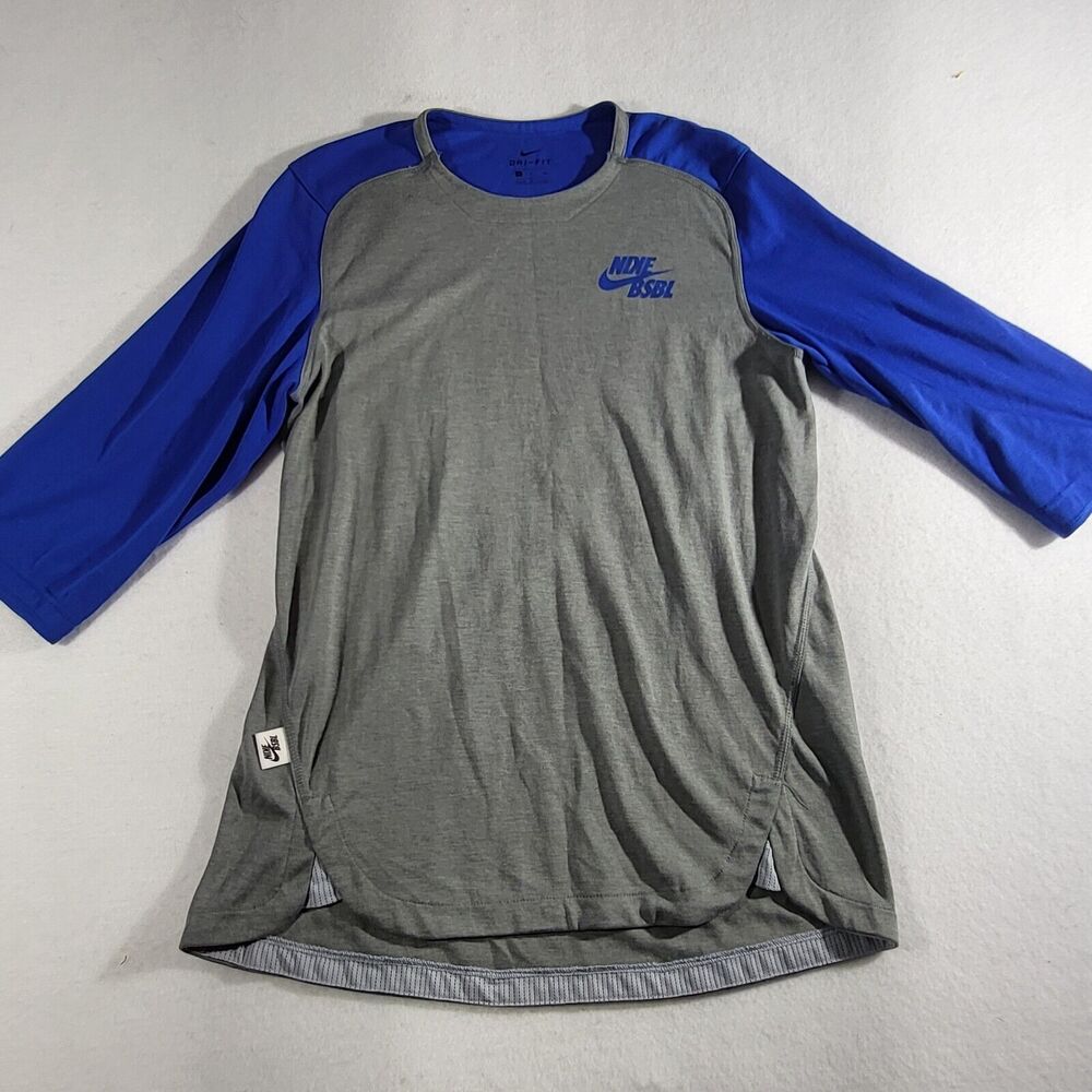 NEW Mens Nike Dri Fit Small Baseball 3/4 Sleeve Tee BQ6598-493